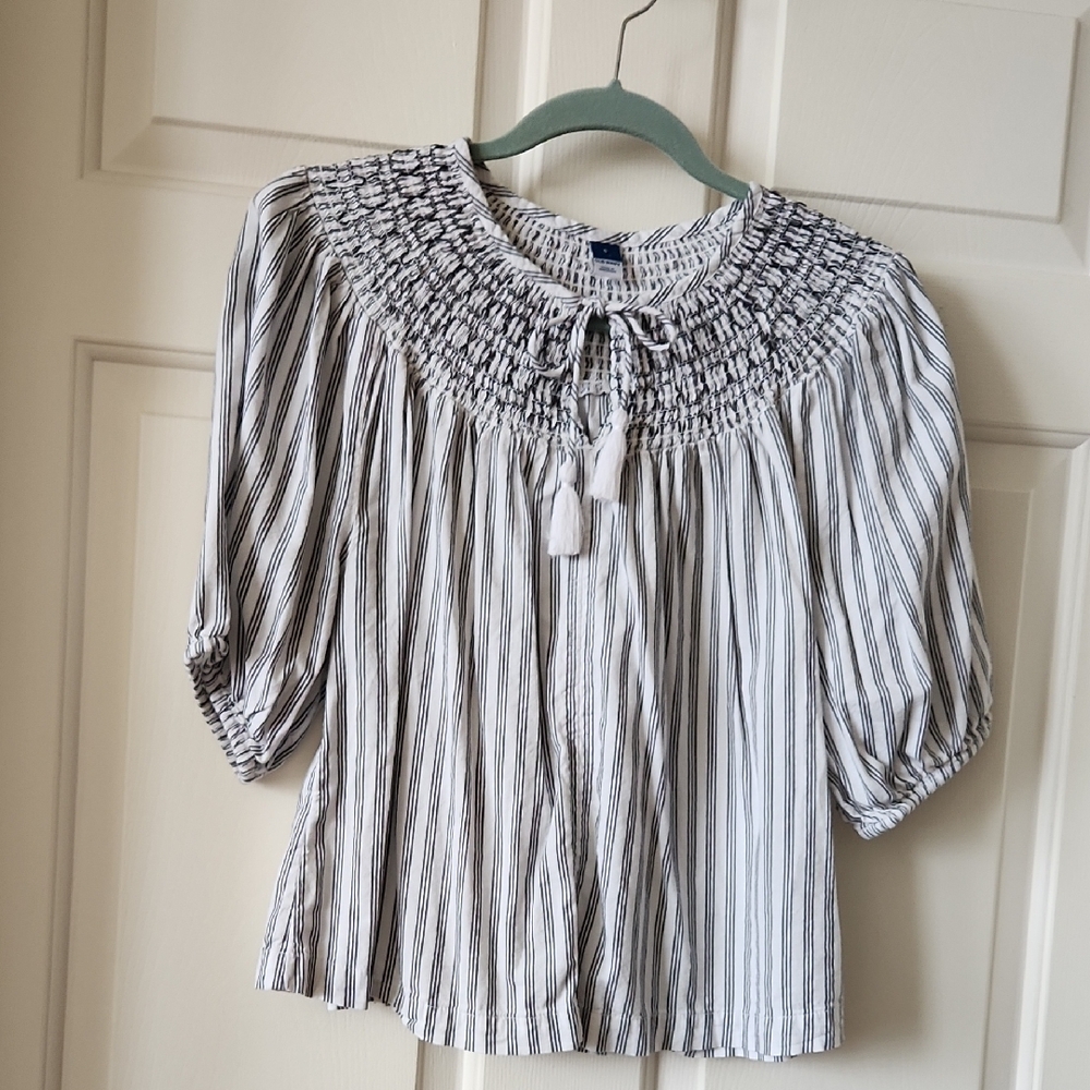 Old Navy Blue and White Striped Blouse